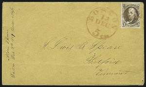 Sale 1109, Lot 348, 5c 1847 Issue, On-Cover (Scott 1)