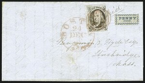 Sale 1109, Lot 350, 5c 1847 Issue, On-Cover, Cont. (Scott 1)