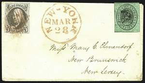 Sale 1109, Lot 353, 5c 1847 Issue, On-Cover, Cont. (Scott 1)