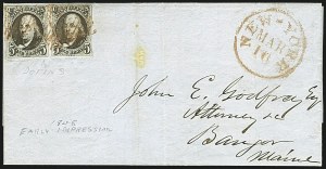 Sale 1109, Lot 357, 5c 1847 Issue, On-Cover, Cont. (Scott 1)