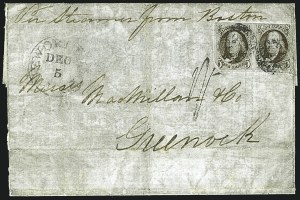 Sale 1109, Lot 359, 5c 1847 Issue, On-Cover, Cont. (Scott 1)