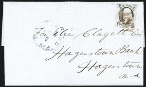Sale 1109, Lot 363, 5c 1847 Issue, On-Cover, Cont. (Scott 1)