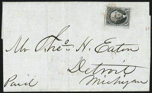 Sale 1109, Lot 366, 10c 1847 Issue, On-Cover (Scott 2)