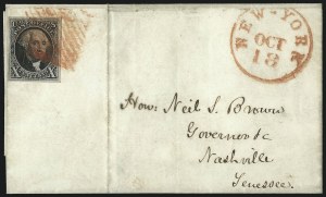 Sale 1109, Lot 371, 10c 1847 Issue, On-Cover (Scott 2)