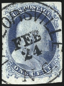 Sale 1109, Lot 388, 1c 1851-56 Issue, Off-Cover, Plate One Late (Scott 9)