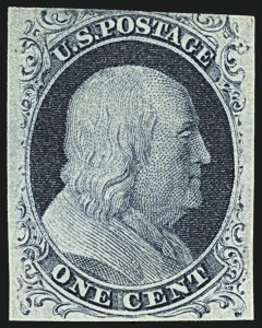 Sale 1109, Lot 401, 1c 1851-56 Issue, Off-Cover, Plates Two thru Four (Scott 7-8)