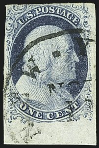 Sale 1109, Lot 402, 1c 1851-56 Issue, Off-Cover, Plates Two thru Four (Scott 7-8)