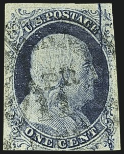 Sale 1109, Lot 404, 1c 1851-56 Issue, Off-Cover, Plates Two thru Four (Scott 7-8)