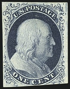 Sale 1109, Lot 407, 1c 1851-56 Issue, Off-Cover, Plates Two thru Four (Scott 7-8)