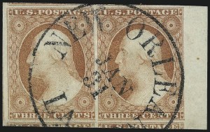 Sale 1109, Lot 416, 3c 1851-56 Issue, Off-Cover (Scott 10-11A)