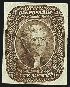 Sale 1109, Lot 420, 5c-10c 1851-56 Issue, Off-Cover (Scott 12-16)