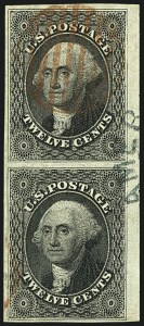 Sale 1109, Lot 436, 12c 1851-56 Issue, Off-Cover and Stamp Balances (Scott 17)