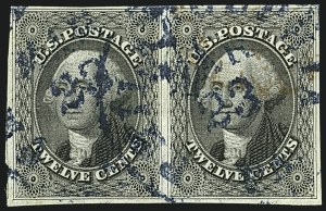 Sale 1109, Lot 438, 12c 1851-56 Issue, Off-Cover and Stamp Balances (Scott 17)