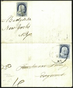 Sale 1109, Lot 444, 1c 1851-56 Issue, On-Cover (Scott 7-9)