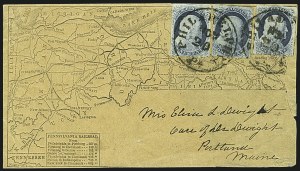 Sale 1109, Lot 449, 1c 1851-56 Issue, On-Cover (Scott 7-9)