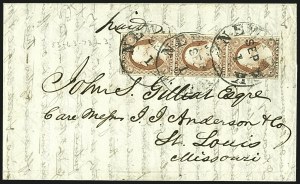 Sale 1109, Lot 464, 3c 1851-56 Issue, On-Cover (Scott 10-11A)