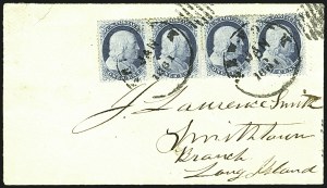 Sale 1109, Lot 519, 1c-3c 1857-60 Issue, On-Cover (Scott 18-26)