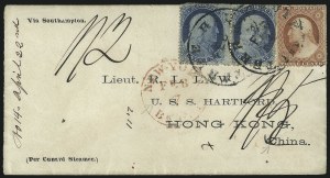 Sale 1109, Lot 521, 1c-3c 1857-60 Issue, On-Cover (Scott 18-26)