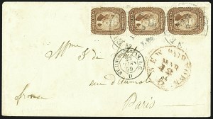 Sale 1109, Lot 531, 5c-30c 1857-60 Issue, On-Cover (Scott 27-38)