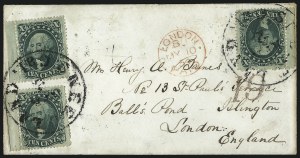 Sale 1109, Lot 542, 5c-30c 1857-60 Issue, On-Cover (Scott 27-38)