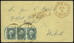 Sale 1109, Lot 546, 5c-30c 1857-60 Issue, On-Cover (Scott 27-38)