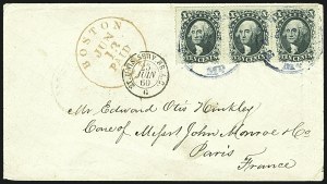 Sale 1109, Lot 550, 5c-30c 1857-60 Issue, On-Cover (Scott 27-38)