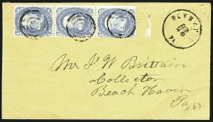 Sale 1109, Lot 609, 1861-66 Issue, On-Cover (Scott 62B-65)