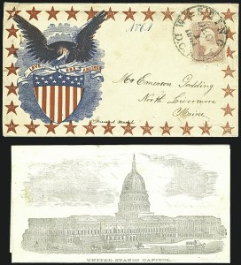 Sale 1109, Lot 610, 1861-66 Issue, On-Cover (Scott 62B-65)