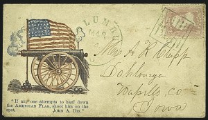 Sale 1109, Lot 615, 1861-66 Issue, On-Cover (Scott 62B-65)