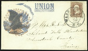 Sale 1109, Lot 621, 1861-66 Issue, On-Cover (Scott 62B-65)