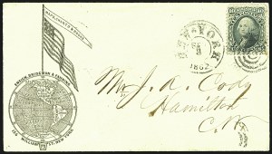 Sale 1109, Lot 630, 1861-66 Issue, On-Cover, Cont. (Scott 68)