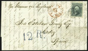 Sale 1109, Lot 635, 1861-66 Issue, On-Cover, Cont. (Scott 68)