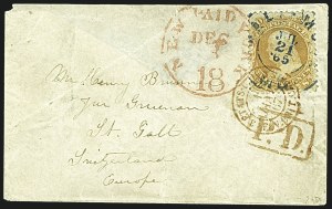 Sale 1109, Lot 642, 1861-66 Issue, On-Cover, Cont. (Scott 70b-78)