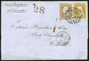 Sale 1109, Lot 643, 1861-66 Issue, On-Cover, Cont. (Scott 70b-78)