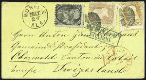 Sale 1109, Lot 644, 1861-66 Issue, On-Cover, Cont. (Scott 70b-78)