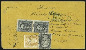 Sale 1109, Lot 645, 1861-66 Issue, On-Cover, Cont. (Scott 70b-78)