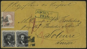 Sale 1109, Lot 650, 1861-66 Issue, On-Cover, Cont. (Scott 70b-78)