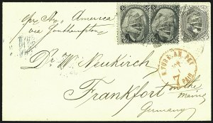 Sale 1109, Lot 651, 1861-66 Issue, On-Cover, Cont. (Scott 70b-78)