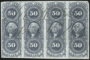 Sale 1110, Lot 1159, First Issue Revenues, Blocks and Record-Size Multiples, Cont. (Scott R51-R78)