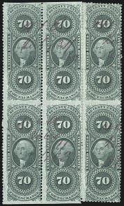 Sale 1110, Lot 1172, First Issue Revenues, Blocks and Record-Size Multiples, Cont. (Scott R51-R78)