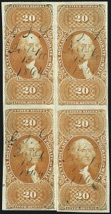 Sale 1110, Lot 1217, First Issue Revenues, Blocks and Record-Size Multiples, Cont. (Scott R95-R102)