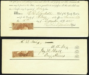 Sale 1110, Lot 1235, First Issue Revenues, Uses on Documents