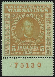 Sale 1111, Lot 860, Savings Stamps