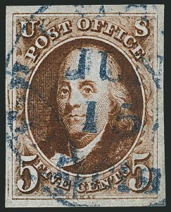 Sale Number 1115, Lot Number 2003, 5c 1847 Issue, Off-Cover (Scott 1)