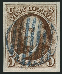 Sale Number 1115, Lot Number 2004, 5c 1847 Issue, Off-Cover (Scott 1)