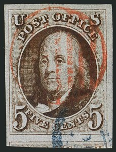 Sale Number 1115, Lot Number 2006, 5c 1847 Issue, Off-Cover (Scott 1)
