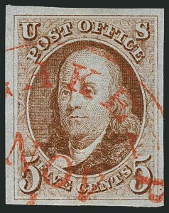 Sale 1115, Lot 2010, 5c 1847 Issue, Off-Cover (Scott 1)