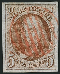 Sale Number 1115, Lot Number 2014, 5c 1847 Issue, Off-Cover (Scott 1) Sale Number 1115, Lot Number 2014, 5c 1847 Issue, Off-Cover (Scott 1)