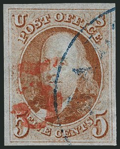 Sale 1115, Lot 2019, 5c 1847 Issue, Off-Cover (Scott 1)