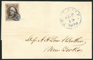 Sale 1115, Lot 2020, 5c 1847 Issue, On-Cover (Scott 1)